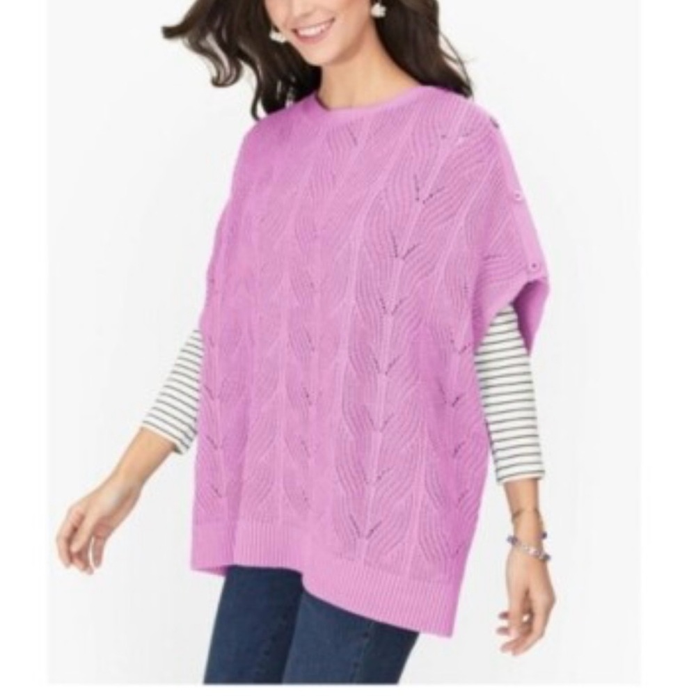 Talbots Cable Knit Lilac Sleeveless Women’s Poncho Size XS-S NWT